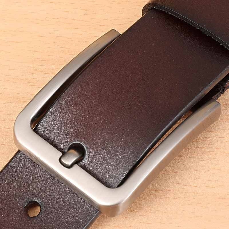 Men's Vintage Distressed Belt Soft Faux Leather Square Buckle Brown Accents